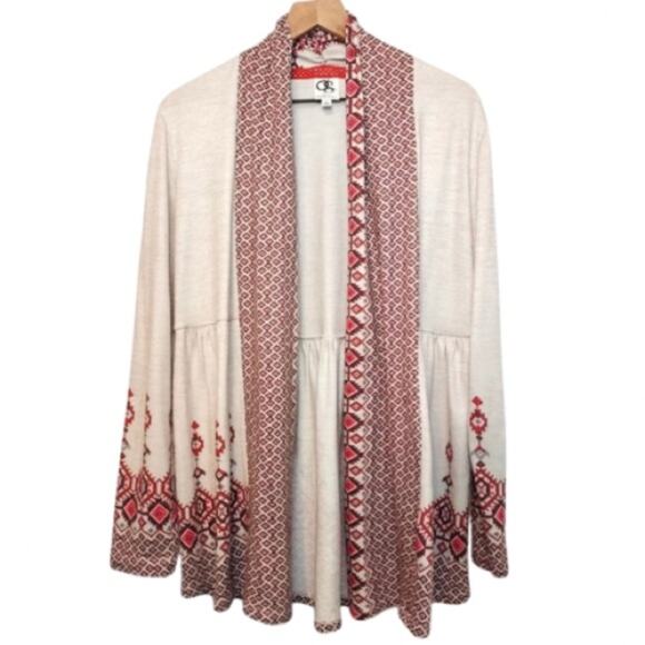 Anthropologie One September Solstice Night Knit Boho Aztec Open Cardigan Sweater - Picture 1 of 12
